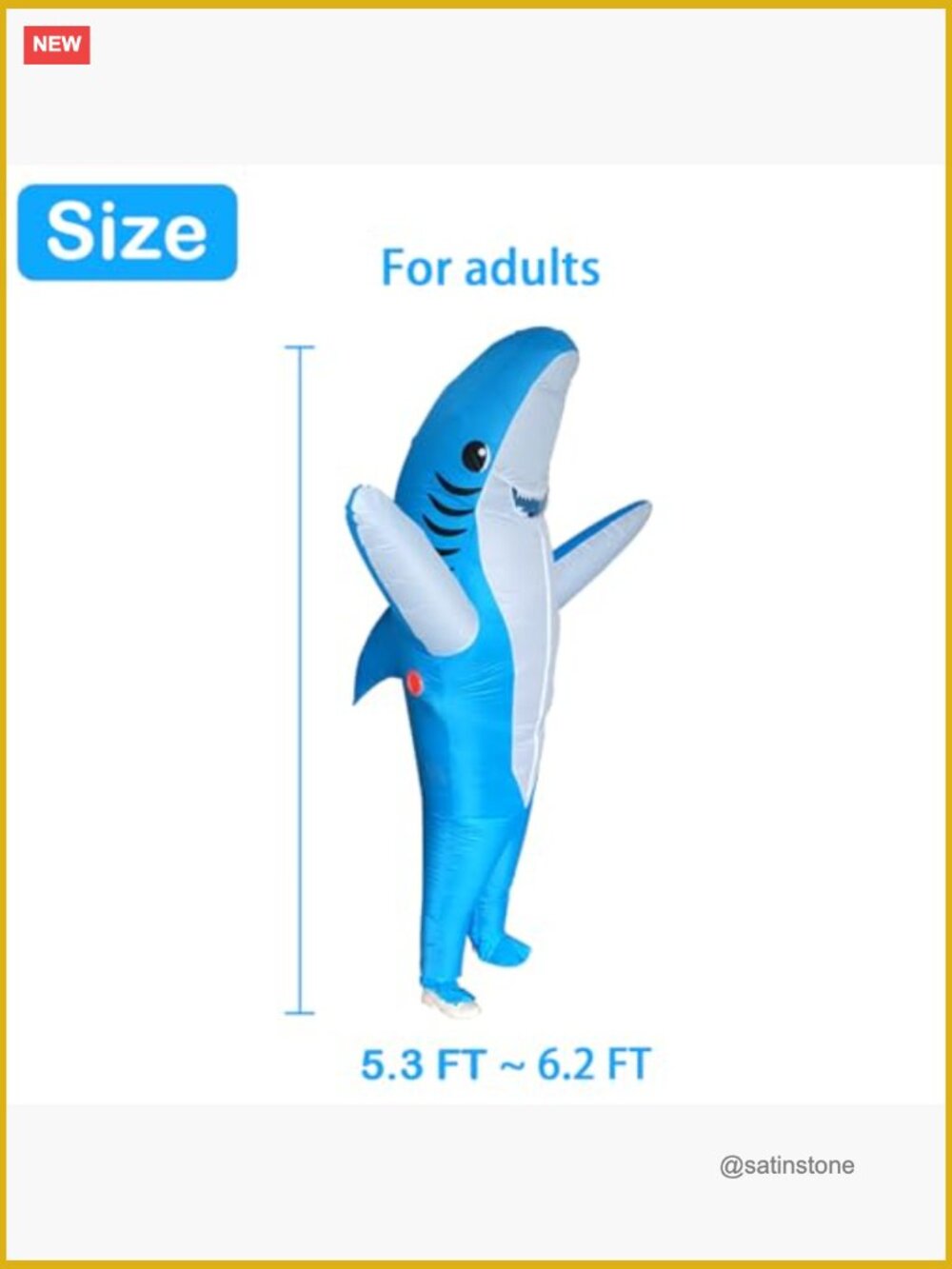Inflatable Shark Costume for Adults Halloween Cos Play Party Blow Up - Picture 2 of 7